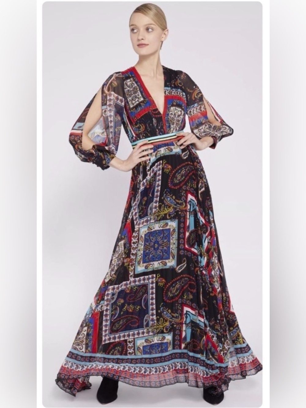 ALICE + OLIVIA Cheney Pleated Maxi Dress - Picture 6 of 15